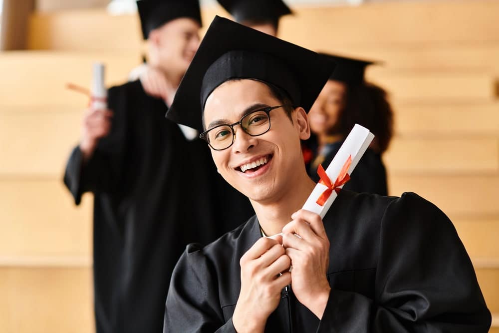 Image is of a graduating student holding a diploma, highlighting what is at stake for DUI and professional program students when criminal charges threaten long term career success.