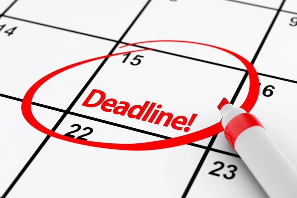 Image shows a circled deadline on a calendar with a red marker, representing the urgent ten day timeline drivers face after they refuse a breath test in Gainesville.